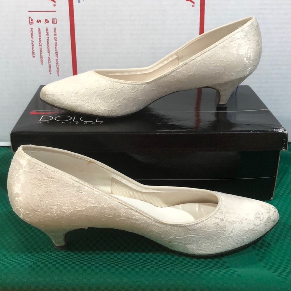 Dolce by Pierre White Lace High Heels